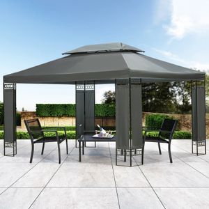 Mondeer Gartenpavillon 3x4m Premium Pavillon Wasserdicht Partyzelte Luxus Modern Stil Grau