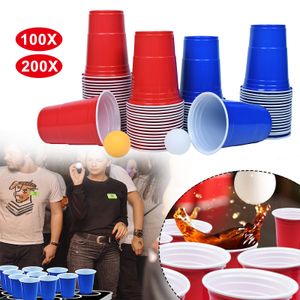 YUENFONG Beer Pong Becher [100+10],50 Red Cups + 50 Blue Cups+10 Bälle, wiederverwendbare Trinkbecher