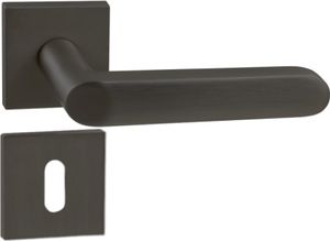 DOMINO Türgriff Drückergarnitur BB-Buntbart Set | quadratische Rosette | Türklinke für Zimmertür, Bürotür, Kellertür & Innentür | Türbeschläge aus Aluminium  |Schwarz Türdrückergarnitur | DENVER-QR SLIM BLACK