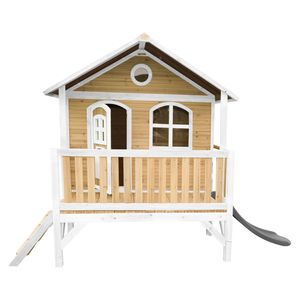 AXI Spielhaus Stef mit grauer Rutsche | Stelzenhaus in Braun & Weiß aus  Holz für Kinder | Spielturm für den Garten