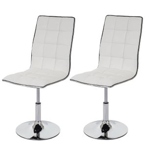 sada 2 jídelních židlí HWC-C41, židle kuchyňská židle, výškově nastavitelná otočná, imitace kůže  bílá