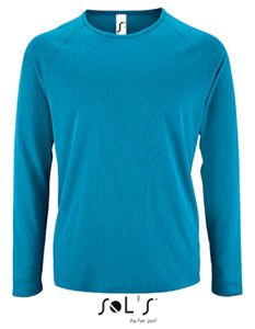 Herren Long-Sleeve Sports T-Shirt Sporty - Farbe: Aqua - Größe: XXL