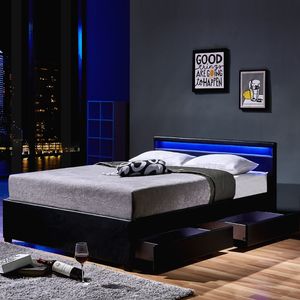 LED Bett NUBE mit Schubladen und Matratze - Variantenauswahl, Farbe:weiß, Größe:140 x 200 cm, Ausführung:mit Matratze
