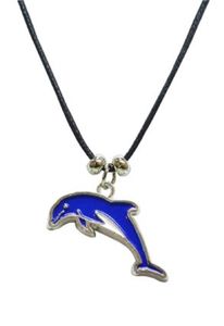 Kette Delfin, Tier Emaille Anhänger Modeschmuck Ketten emailliert Schmuck Delfine Fisch