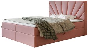 Boxspringbett DENVER mit 2 Bettkästen, Polsterbett Maße: 140x200, Farbe: Rosa, Velourstoff, Doppelbett mit Bonell-Matratze