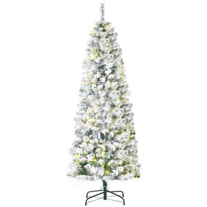 HOMCOM künstlicher Weihnachtsbaum mit Fernsteuerung LED-Leuchten Christbaum Tannenbaum PVC Metall Grün+Weiß Ø60 x 180 cm