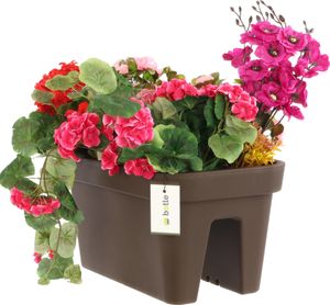 Balkonkiste Blumenkasten Geländerkasten Geländertopf 45x24 cm zum Aufhängen von Blumen, zum Anbauen von Erdbeeren, abnehmbarer Innenkragen| 18 L Balkon-Blumenkasten Mokka Rechteck