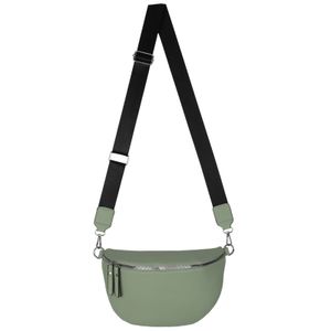 Bauchtasche XL Umhängetasche Crossbody-Bag Hüfttasche Kunstleder Italy-Design GREEN