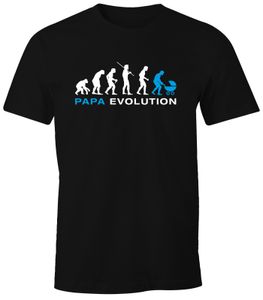 Herren T-Shirt - Evolution Papa Vater Kinderwagen - Comfort Fit MoonWorks®  3XL
