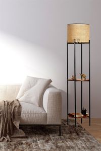 Opviq, Vega Siyah Rattan Başlıklı Lambader, Stehlampe, METALLKÖRPER, Opviq, 162 x 28 x 35 cm