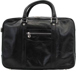 bupell Aktentasche Flavio  aus pflanzlich gegerbtem Leder - Handgefertigt in Italien - Bürotasche Lehrertasche  Nero (Schwarz)