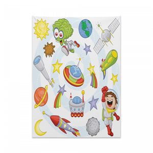 Abakuhaus Karikatur Wandteppich, Kinder Weltraum Erde aus Weiches Mikrofaser Stoff Kein Verblassen Klare Farben Waschbar, 110 x 150 cm, Mehrfarbig