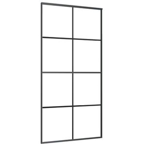 posuvné dvere vidaXL čierne 102,5x205 cm ESG sklo a hliník