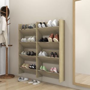 vidaXL Wand Schuhschränke 4 Stk. Sonoma Eiche 60x18x60cm Holzwerkstoff - Wand-Schuhschrank - Wand-Schuhschränke - Schuhschrank - Schuhschränke