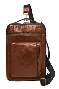 FOSSIL Umhängetasche Laptoptasche mit Laptopfach Buckner Convertible Commuter Cognac braun