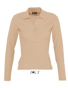 Damen Longsleeve Poloshirt Podium / Vier Knöpfe - Farbe: Sand - Größe: M