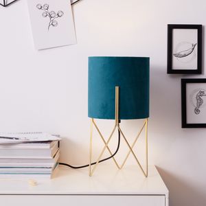 Tischlampe mit grünem Samt Stoffschirm Ø 21,5 cm | Schwarzes Metall Dreibein | E27 Fassung | LED geeignet Tischlampe mit grünem Samt Stoffschirm Ø 21,5 cm | Schwarzes Metall Dreibein | E27 Fassung | LED geeignet
