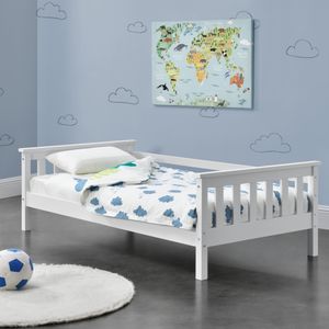 Kinderbett Nuuk mit Stauraum 70x140 cm Jugendbett bis 50 kg mit Lattenrost Kojenbett Kiefernholz Weiß