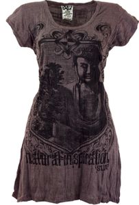 Sure Long Shirt, Minikleid Bodhi Baum Buddha - Taupe, Damen, Braun, Baumwolle, Größe: M