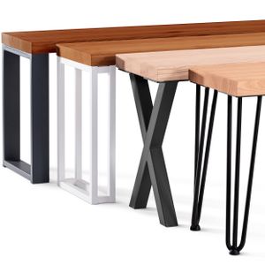 LAMO Manufaktur Sitzbank Esszimmer Holzbank 30x160x47cm, Möbelfüße Design Anthrazit / Roh