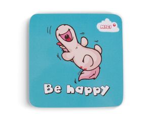 Nici Untersetzer Einhorn Korkuntersetzer 9,5x9,5cm Botschaft "Be happy" für Gläser Tassen Becher Tischuntersetzer 42454 (2er-Set = 2 Stück)