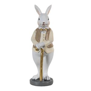 Clayre & Eef Figúrka králika 5x5x15 cm béžová biela Polyresin