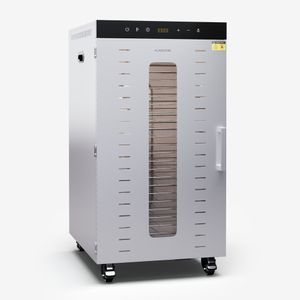 Klarstein Dörrautomat – 2.000-W-Dörrgerät, 24 Edelstahl-Einlegeböden, 30–90 °C, 24-Stunden-Timer, 3 Ventilatoren, 50–55 dB, ideal für Obst, Gemüse, Fleisch & Kräuter, Silber