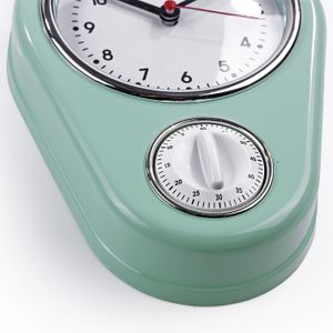 Vintage Küchenuhr Wanduhr Uhr Retro Timer Zeiger 23 cm Chrom Eieruhr Analog Mint