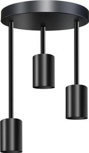 Deckenleuchten Spots Industrial Deckenspots mit E27-Sockel Deckenhängeleuchte，3 Flammig Deckenstrahler Vintage Deckenlampe，Warmweiß，Schwarz