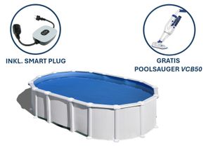 GRE Ovaler und weißer Stahlwandpool 610 x 375 x 132 cm, Serie Haiti + Smart Plug + GRATIS Elektrischer Poolreiniger ELECTRIC VAC PLUS GRE Ovaler und weißer Stahlwandpool 610 x 375 x 132 cm, Serie Haiti + Smart Plug + GRATIS Elektrischer Poolreiniger ELECTRIC VAC PLUS