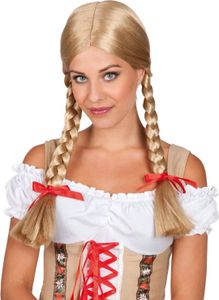 Blonde Langhaarperücke mit Flechtzöpfen "Heidi"