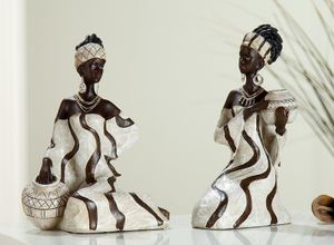 Afrikanische Figuren 'Ladies Sansibar, sitzend', 2-teiliges Set, je 20 cm