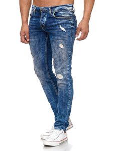 Tazzio Herren Jeans Slim Fit im Destroyed Look 17502 Blau W40/L32