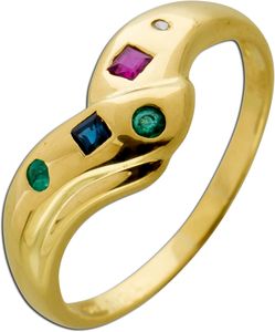 Edelsteinring Gelbgold 14Karat Smaragde Saphir Rubin Diamant feinste Edelsteine Goldschmiede Unikat 20