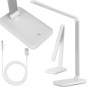 Schreibtischlampe LED Dimmbar Tischleuchte 5 Farb Helligkeitsstufen Nachttischlampe Leselampe für Zuhause Büro Augenfreundliche Tischlampe Weiß Retoo