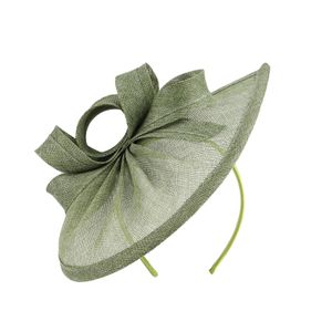 Eleganter Fascinator-Hut mit Haarreifen mit Schleife, Dekor, süß, edel, dekorativ, Anti-Fall, Retro-Flachsimitat, Braut-Pillbox-Hut, Haarschmuck, Hellgrün