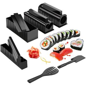 Sushi Maker Kit, 10 pcs complete sushi making kit, 4 forms DIY sushi making set with high quality sushi knife, perfect for sushi DIY also as a gift - REUSABLE