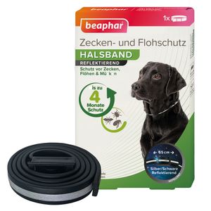 Beaphar Zecken- und Flohschutz Halsband reflektierend für Hunde - 65 cm