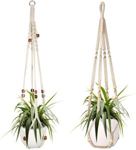 2er Set Makramee Blumenampel Baumwollseil Hängeampel Blumentopf Pflanzen Halter Aufhänger für Innen Außen Decken