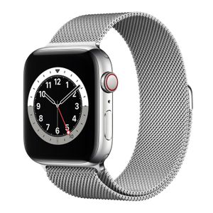 Apple Watch Series 6 (44mm) GPS+4G mit Milanaise-Armband, silber Smartwatch