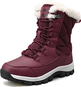 Winter Schneestiefel Frauen Winterstiefel Wasserdicht Warme Stiefel Für Damen Stiefeletten,Rot,Größe:37