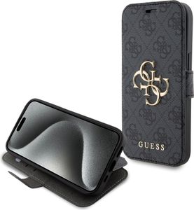 Kovové pouzdro Guess 4G s logem Book - Vhodné pro Apple iPhone 15 (6,1") - Šedé