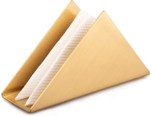 Serviettenhalter Moderner Dreieck Serviettenständer aus Edelstahl für Arbeitsplatte Küche Esstisch (Gold)
