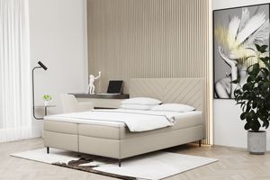 Posteľ do spálne Boxspringová posteľ 200x200 cm s posteľným roštom a matracom+topperom RUGIA BEIGE 200x200cm