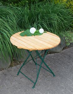 TPFGarden® Kurgarten Klapptisch BAD BELZIG aus Robinienholz 77 cm rund✔ | Stahlgestell in Grün pulverbeschichtet✔ | wetterfest✔ | Holz von höchster Qualität✔