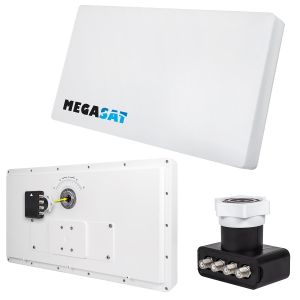 Megasat Flachantenne PROFI Line H30 D4 Quad inkl. Fensterhalterung neueste Generation mit besten Empfangswerten für HD und SD TV (einfache und stabile Montage)