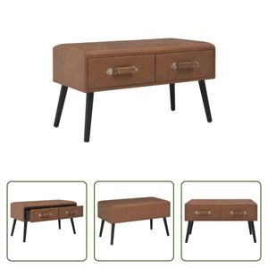 The Living Store Bank mit Schubladen 80 cm Dunkelbraun Kunstleder