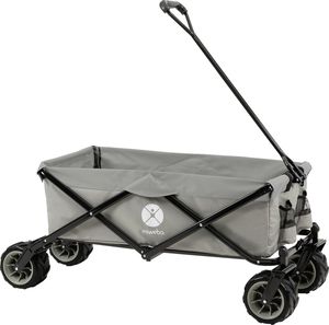 Miweba Faltbarer Bollerwagen MB-30 - 120 Kg Traglast -Ziehstange - Klappbar - Handwagen faltbar - Breite Reifen - Gartenwagen - (Grau)