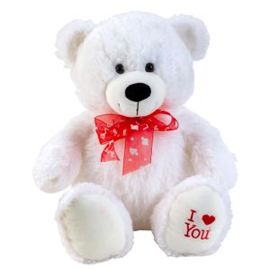 Bär weiß sitzend mit Schleife "I love you" 50cm Teddybär