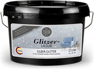 Glitzer Lasur 2,5 Liter - Silber Glitter -